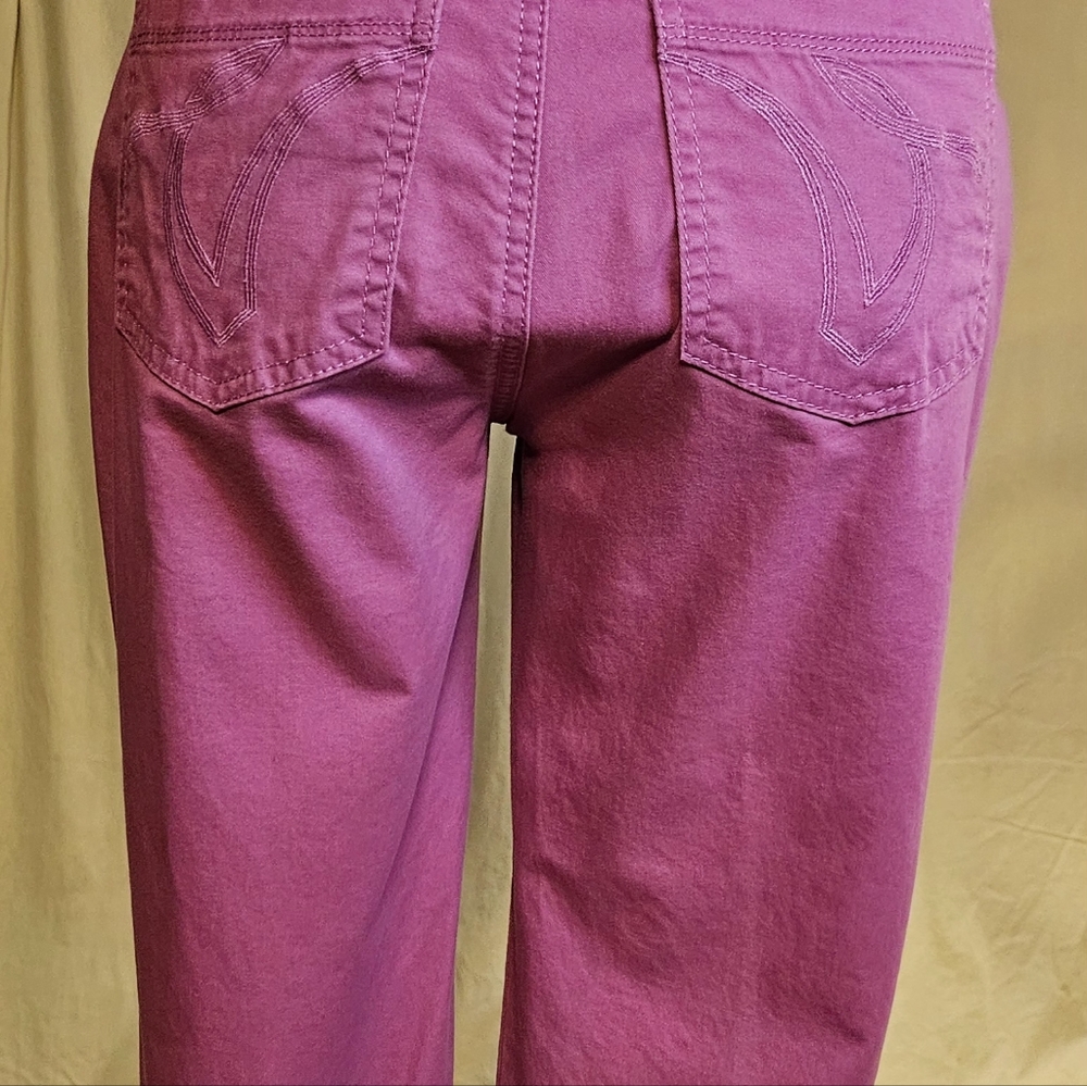 ✨️UPDATED✨Vtg Gloria Vanderbilt Low Rise Capri Jeans 4P NWOT Pink w/ Floral Belt - Picture 7 of 9